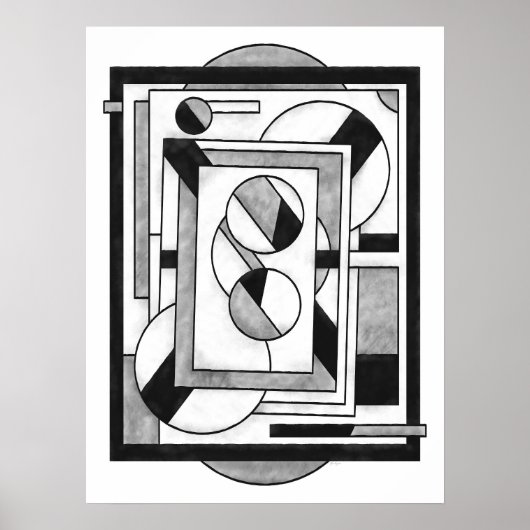Monochrome Modern Geometric Abstraction Poster (Vorne)
