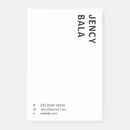 Monochrome Modern Minimal Black White Design Post-it Klebezettel (Vorderseite)