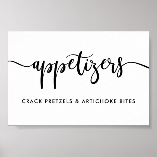 Monochrome Modern Typografy Appetizers Food Sign Poster (Vorne)