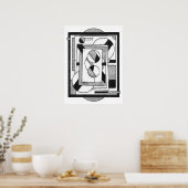 Monochrome moderne geometrische Abstraktion Poster (Küche)