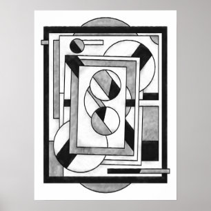 Monochrome moderne geometrische Abstraktion Poster