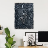 Monochrome-Mond-Frau-Plakat Poster (Heimbüro)