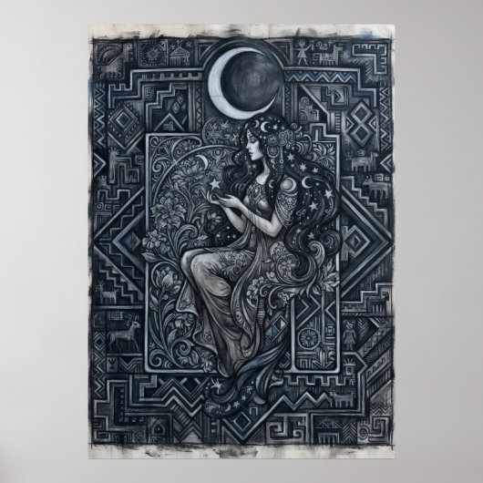 Monochrome-Mond-Frau-Plakat Poster (Vorne)