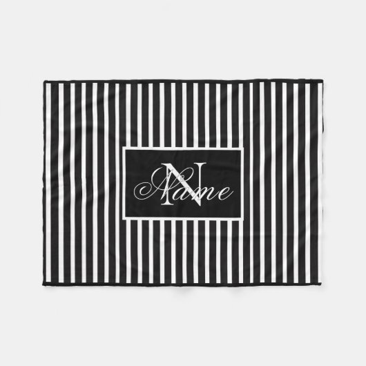 Monochrome Monogramm Fleece-Blanket Fleecedecke (Vorderseite (Horizontal))