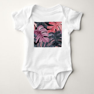 Monochrome Monstera: Watercolor Tropical Pattern. Baby Strampler