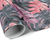 Monochrome Monstera: Watercolor Tropical Pattern. Geschenkpapier (Rolleneckpunkt)