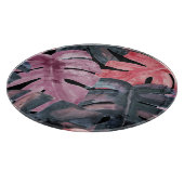 Monochrome Monstera: Watercolor Tropical Pattern. Schneidebrett (Ecke)
