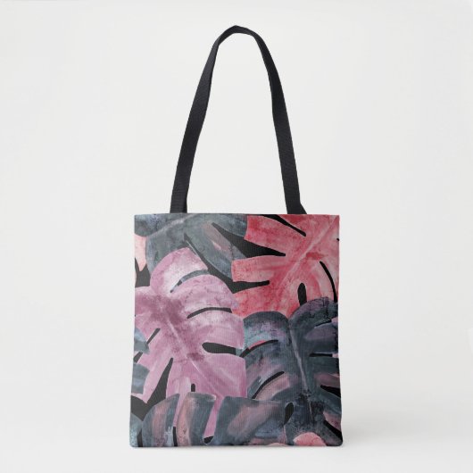Monochrome Monstera: Watercolor Tropical Pattern. Tasche (Vorderseite)