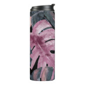Monochrome Monstera: Watercolor Tropical Pattern. Thermosbecher (Nach links gedreht)