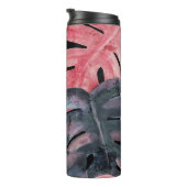 Monochrome Monstera: Watercolor Tropical Pattern. Thermosbecher (Nach rechts gedreht)