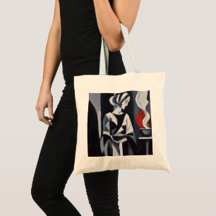 Monochrome Mystical Woman Art Deco-Tasche Tragetasche