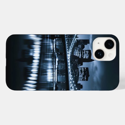 Monochrome New York Skyline Nightscape Case-Mate iPhone Hülle (Rückseite (Horizontal))