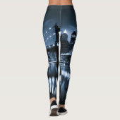 Monochrome New York Skyline Nightscape Leggings (Rückseite)