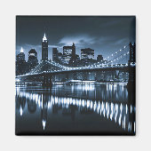 Monochrome New York Skyline Nightscape Magnet (Vorne)