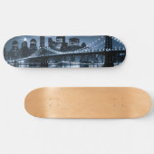 Monochrome New York Skyline Nightscape Skateboard (Horizontal)