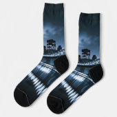 Monochrome New York Skyline Nightscape Socken (Linkes Detail)