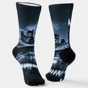 Monochrome New York Skyline Nightscape Socken