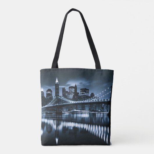 Monochrome New York Skyline Nightscape Tasche (Rückseite)