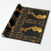 Monochrome Opulence: Liquid Gold Black Designer Geschenkpapier (Ungerollt)