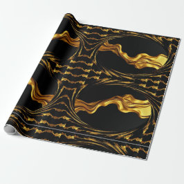 Monochrome Opulence: Liquid Gold Black Designer  Geschenkpapier
