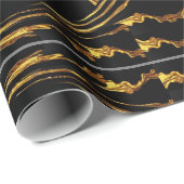 Monochrome Opulence: Liquid Gold Black Designer Geschenkpapier (Rolleneckpunkt)