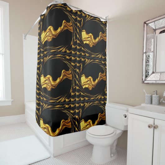 Monochrome Opulent Swirl Christi Designer Bathroom Duschvorhang (Beispiel)