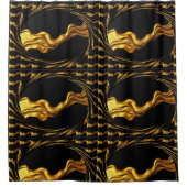 Monochrome Opulent Swirl Christi Designer Bathroom Duschvorhang (Vorderseite)