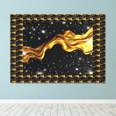 Monochrome Opulent Swirl Liquid Gold Black Achempo Leinwanddruck (Insitu (Holzboden))