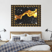 Monochrome Opulent Swirl Liquid Gold Black Achempo Leinwanddruck (Insitu (Schlafzimmer))