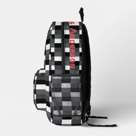 Monochrome Pattern of Gray, Grey, Black and White Bedruckter Rucksack (Rechts)