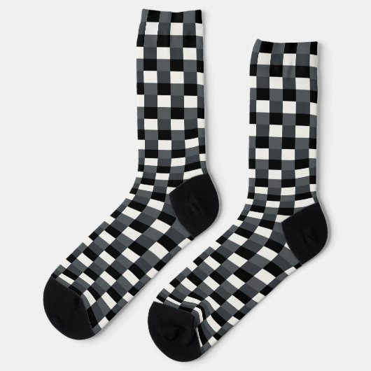 Monochrome Pattern of Gray, Grey, Black and White Socken (Linkes Detail)