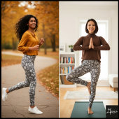 Monochrome Pebble Bean Organic Doodle Pattern Leggings