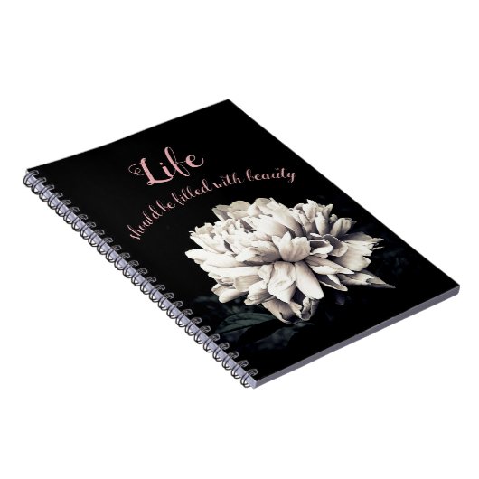 Monochrome Peony Bloom Notizblock (Rechte Seite)
