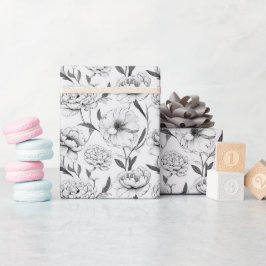 Monochrome Peony Blume Muster Geschenkpapier