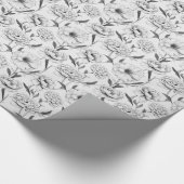 Monochrome Peony Blume Muster Geschenkpapier (Ecke)