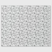 Monochrome Peony Blume Muster Geschenkpapier (Flach)