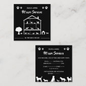 Monochrome Pflegedienste für Haustiere Quadratische Visitenkarte (Vorne/Hinten)