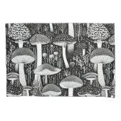 Monochrome Pilzforst-Illustration Kissenbezug (Vorderseite-Links)