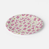 Monochrome Pink Watercolor Alphabet Pappteller (Schrägansicht)