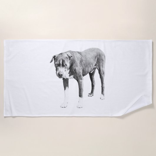 Monochrome Pit Bull Handtuch (Vorderseite)