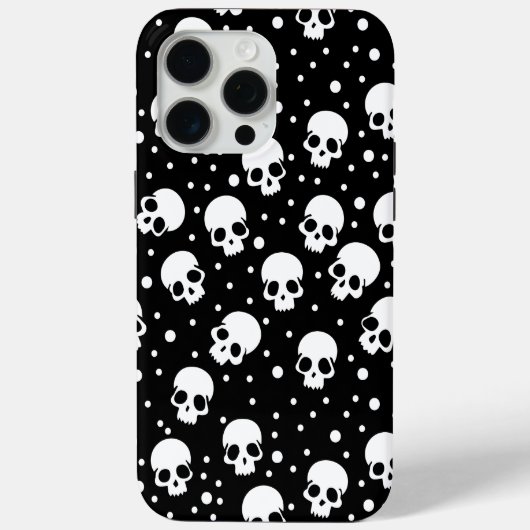 Monochrome Polka Dot Skull Case-Mate iPhone Hülle (Rückseite)