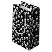 Monochrome Polka Dot Skull Kleine Geschenktüte (Rückseite Schrägansicht)