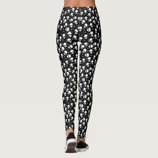 Monochrome Polka Dot Skull Leggings (Rückseite)