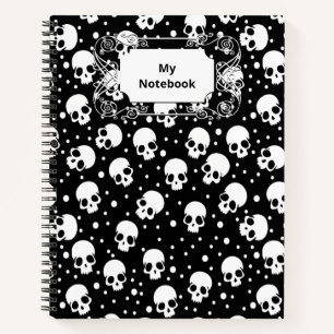 Monochrome Polka Dot Skull Notizblock