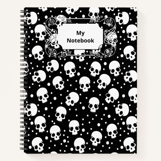 Monochrome Polka Dot Skull Notizblock (Vorderseite)