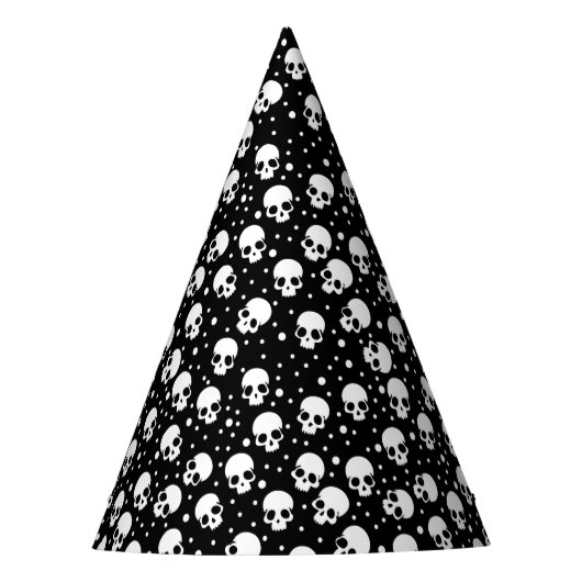 Monochrome Polka Dot Skull Partyhütchen (Vorderseite)
