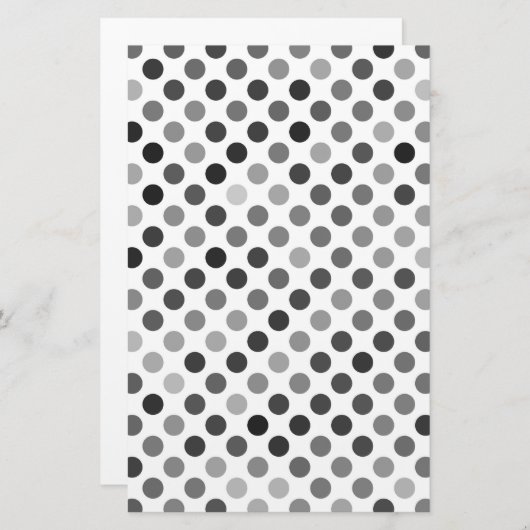 Monochrome Polka-Dottern-Muster (Schwarz-Weiß-Punk Briefpapier (Vorne/Hinten)