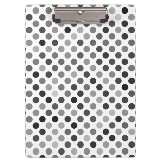 Monochrome Polka-Dottern-Muster (Schwarz-Weiß-Punk Klemmbrett (Vorderseite)