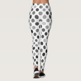 Monochrome Polka-Dottern-Muster (Schwarz-Weiß-Punk Leggings