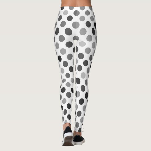 Monochrome Polka-Dottern-Muster (Schwarz-Weiß-Punk Leggings (Rückseite)